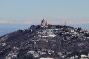 The Basilica of Superga on the top of the hill.